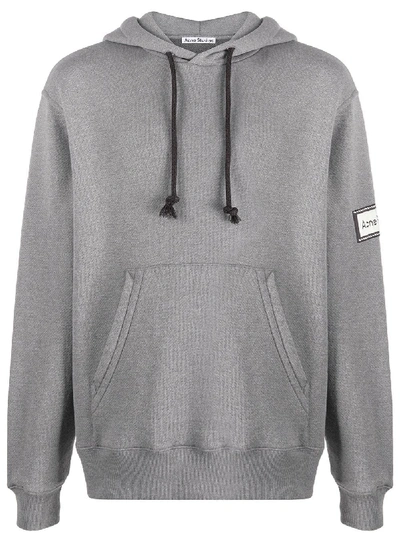 Acne Studios Logo Patch Hooded Sweatshirt In Grey
