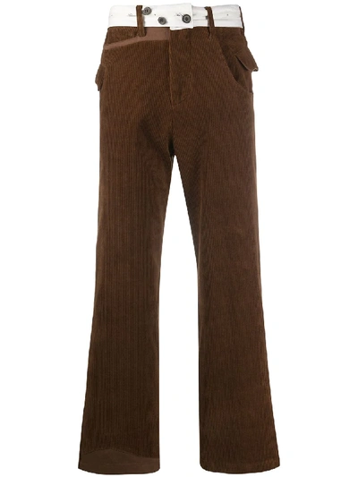 Ader Error Asymmetric Crop Cotton Velvet Pants In Brown