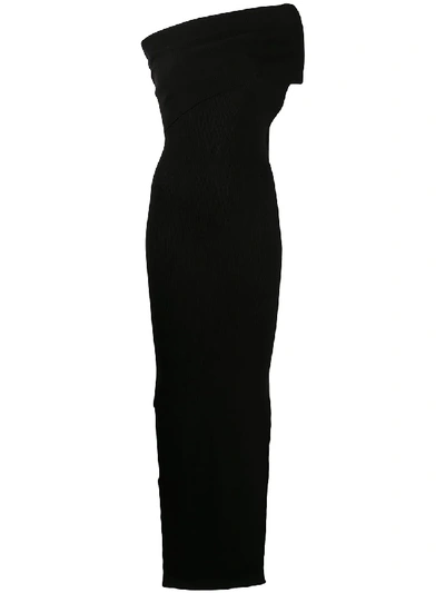 Rick Owens Split-hem One-shoulder Maxi Dress In Black