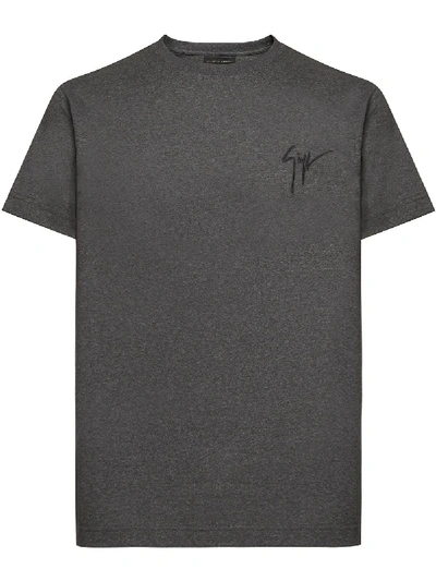 Giuseppe Zanotti Logo Embroidered T-shirt In Grey