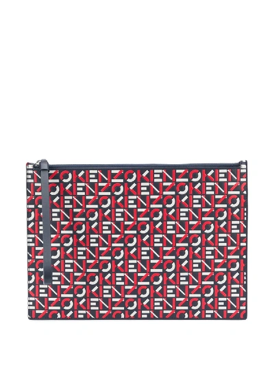 Kenzo Logo Print Clutch Bag In Red