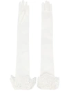 ALESSANDRA RICH LONG LACE-TRIMMED GLOVES