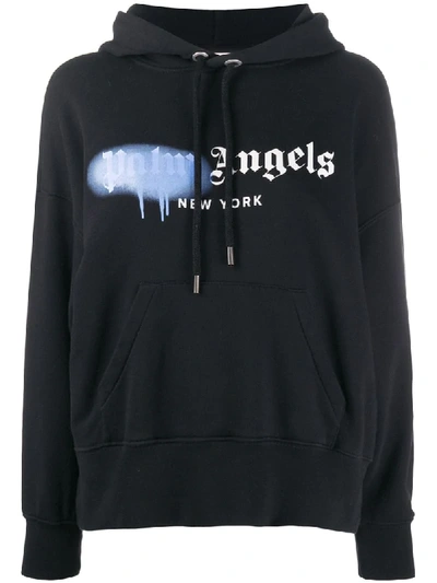 Palm Angels Sprayed Logo Cotton Sweatshirt In Black