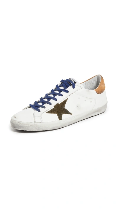 Golden Goose Superstar Sneakers In White/drill/green/brown