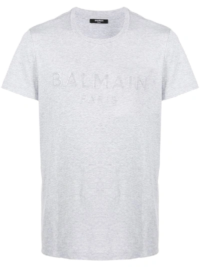 Balmain Debossed Logo T-shirt In Grey
