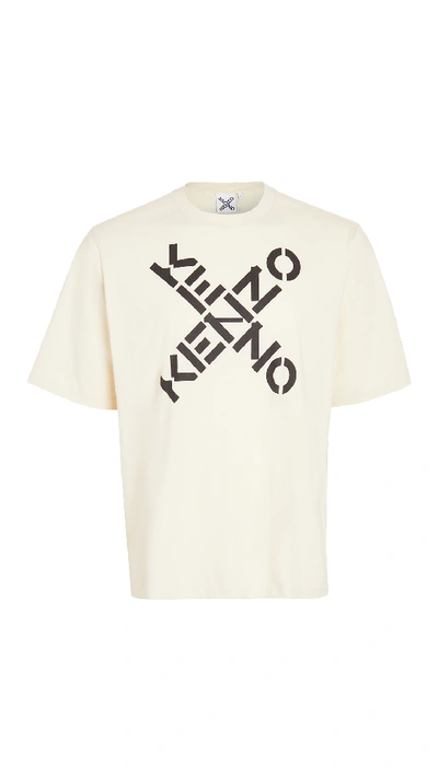 Kenzo Off-white Sport Logo T-shirt In Cream