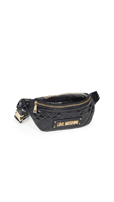 Moschino Quilted Belt Bag In Black