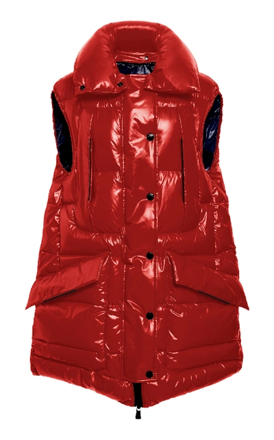 Moncler Myra Oversized Quilted Shell Down Vest In Red