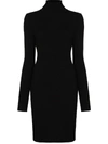 Wolford Ribbed-knit Wool And Cotton Minidress In Black