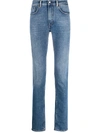 Acne Studios Blue Faded Slim Tapered Jeans In Blue