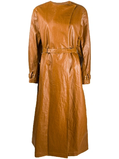 Isabel Marant Corly Coated Linen Blend Trench Coat In Camel