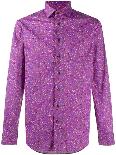 Etro Floral Print Long-sleeved Shirt In Purple