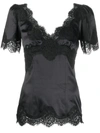 DOLCE & GABBANA LACE-TRIM SATIN TOP