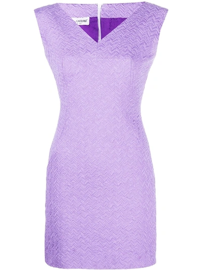Pre-owned Dolce & Gabbana 1990s Zigzag Slim-fit Dress In Purple