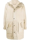 AJMONE LONG-SLEEVE HOODED SHEARLING COAT