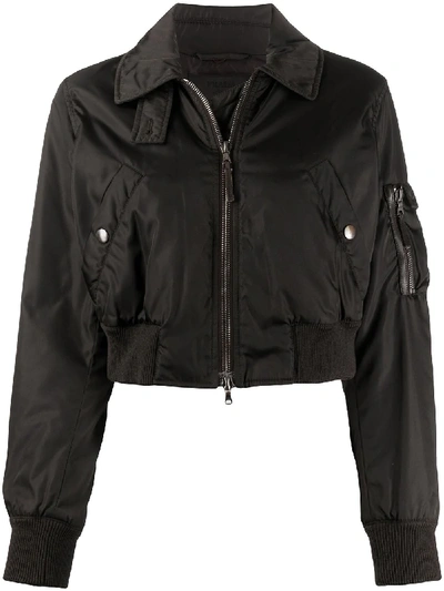 Pre-owned Prada 1990s Cropped Bomber Jacket In Brown