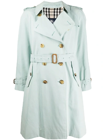 Pre-owned Burberry 2000s Double-breasted Trench Coat In Blue
