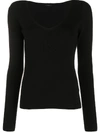 Joseph Ribbed-knit Scoop-neck Top In Black