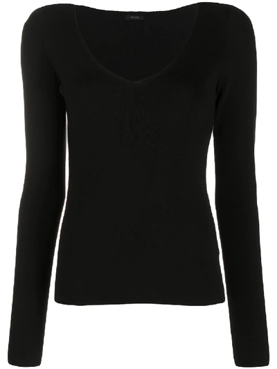 JOSEPH RIBBED-KNIT SCOOP-NECK TOP