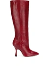 Stuart Weitzman Women's Parton Lizard Embossed High Heel Boots In Red