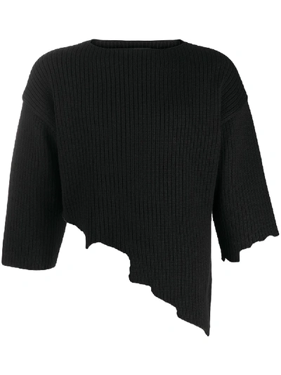 Ader Error Asymmetric Ribbed-knit Jumper In Black