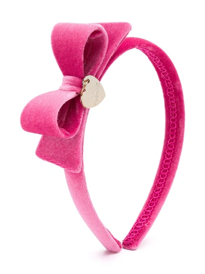 Monnalisa Kids' Bow And Heart Charm Head Band In Pink