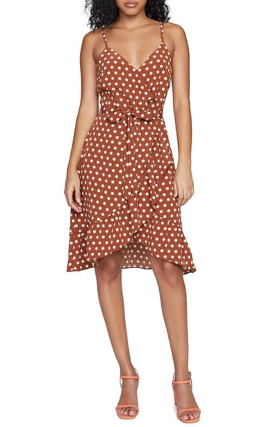 Sanctuary Bianca Polka Dot Faux Wrap Minidress In Moondance