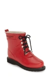 Ilse Jacobsen Medium Length Rubber Lace Up Wellington Boots Deep Red Rub 15 303 In Deep Red