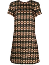 Shop La Doublej Abstract Print Silk Shift Dress In Black