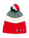 GUCCI LOGO-EMBROIDERED KNIT BEANIE