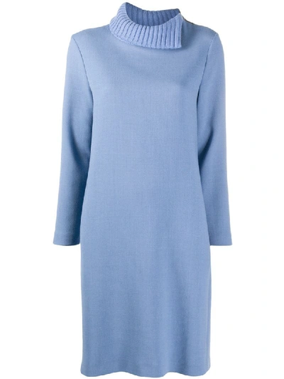 Antonelli Split-collar Shift Dress In Blue