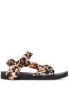 Arizona Love Trekky Leopard-print Gauze-trimmed Canvas Sandals In Black