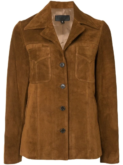 Nili Lotan Dominic Calfskin Leather Jacket In Brown