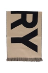 BURBERRY DOUBLE-FACE WOOL SCARF WITH LOGO,11481354
