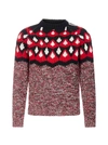 Prada Men's Cashmere/wool Jacquard Sweater In Nero Rosso
