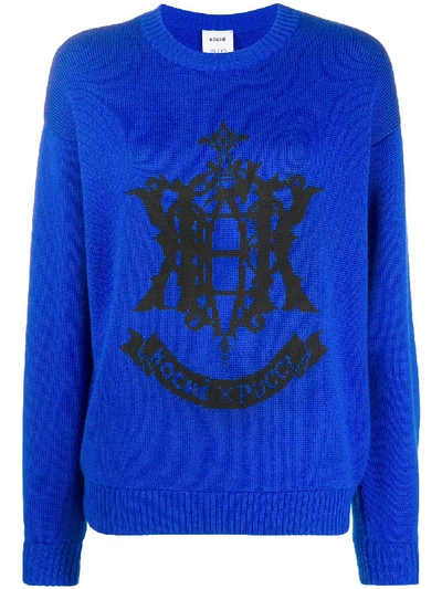 Pucci X Koché Logo Intarsia Jumper In Blue