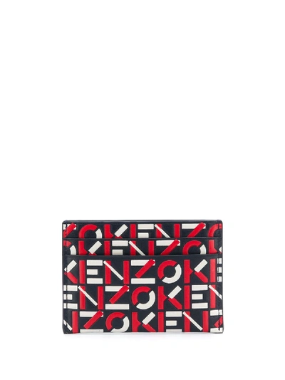 Kenzo Geometric Logo Lettering Leather Card Holder In Red