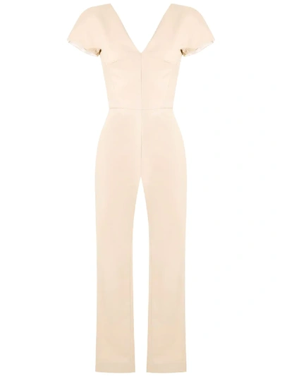 Andrea Marques V-neck Jumpsuit In Neutrals