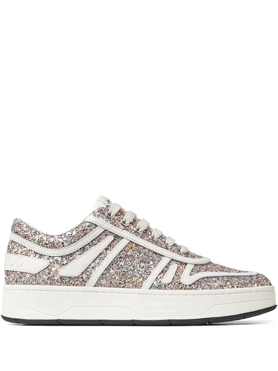 Jimmy Choo Multicolor Leather Glitter Hawaii Trainers In White
