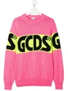Gcds Intarsia Wool Blend Knit Sweater In Pink