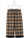 TOURISTE CANE FRINGED-HEM CHECK TROUSERS