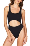 Bound By Bond-eye The Mishy High Cut Ribbed One-piece Swimsuit In Black