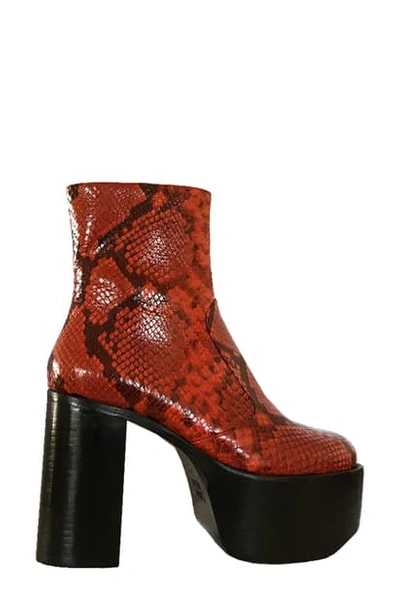 Simon Miller Raid Snakeskin-embossed Leather Platform Ankle Boots In Tango Red