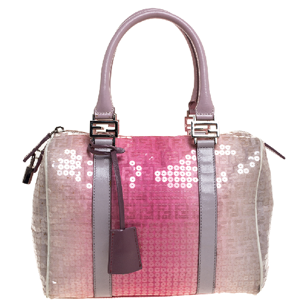 Pre-Owned Fendi Pink Ombre Sequins And Fabric Small Forever Bauletto ...