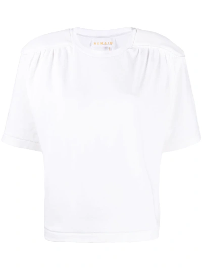 Remain Birger Christensen Ruched Short-sleeve Organic Cotton T-shirt In Neutrals