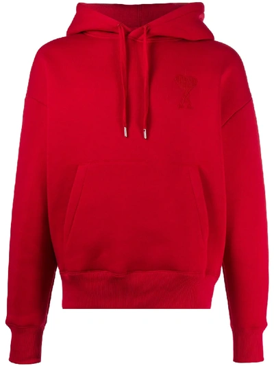 Ami Alexandre Mattiussi Ami De Coeurs Hoodie In Red