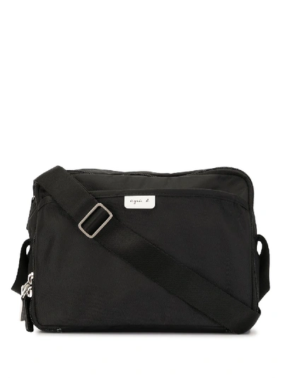 Agnès B. Zipped Messenger Bag In Black