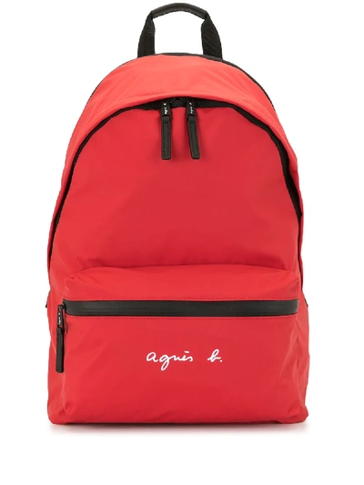 Agnès B. Logo-print Backpack In Red