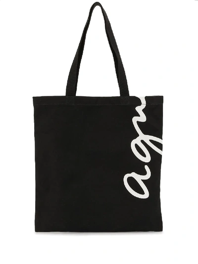 Agnès B. Logo-print Shopper In Black