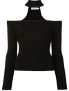 Simkhai Lila Cold-shoulder Pullover In Black